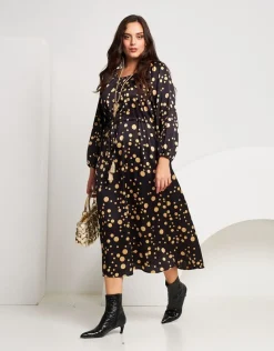Vestito lungo fantasia pois con coulisse