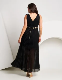 Vestito lungo in lurex con plissé