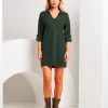 Vestito svasato con colletto e tasche